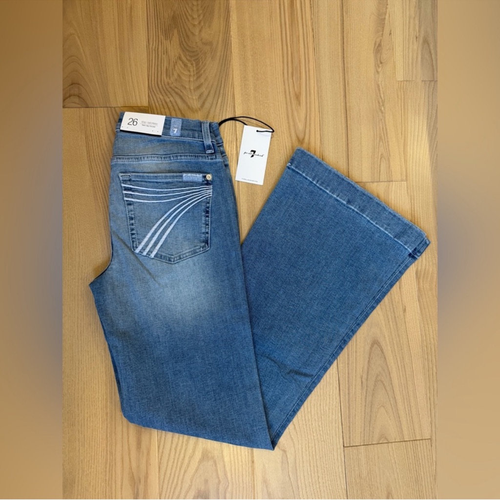 7 For All Mankind Tailorless Dojo Jeans Women's Flare Leg Trouser Nwt Size 26